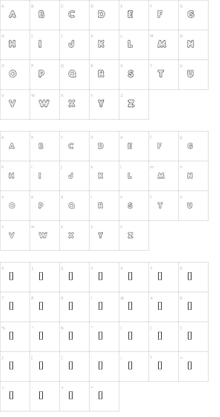 Character Map Chubby Dotty Font