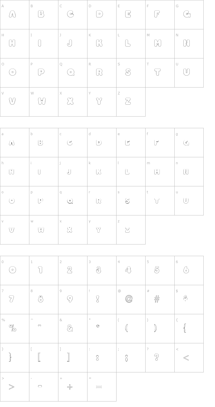 Character Map ChubbyOutline Font