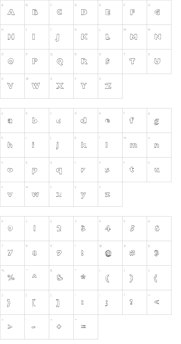 Character Map ChunkoBlockoOutlineHeavy Font