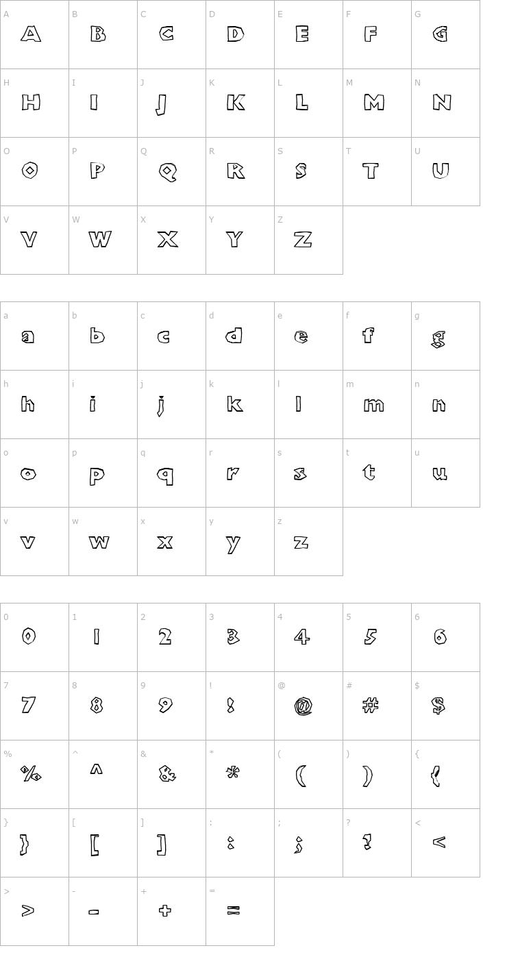 Character Map ChunkoBlockoOutlineXtraHeavy Font