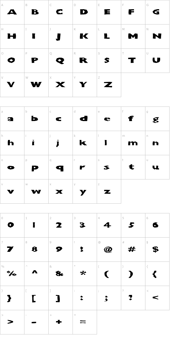 Character Map ChunkoBlockoXtraDark Font