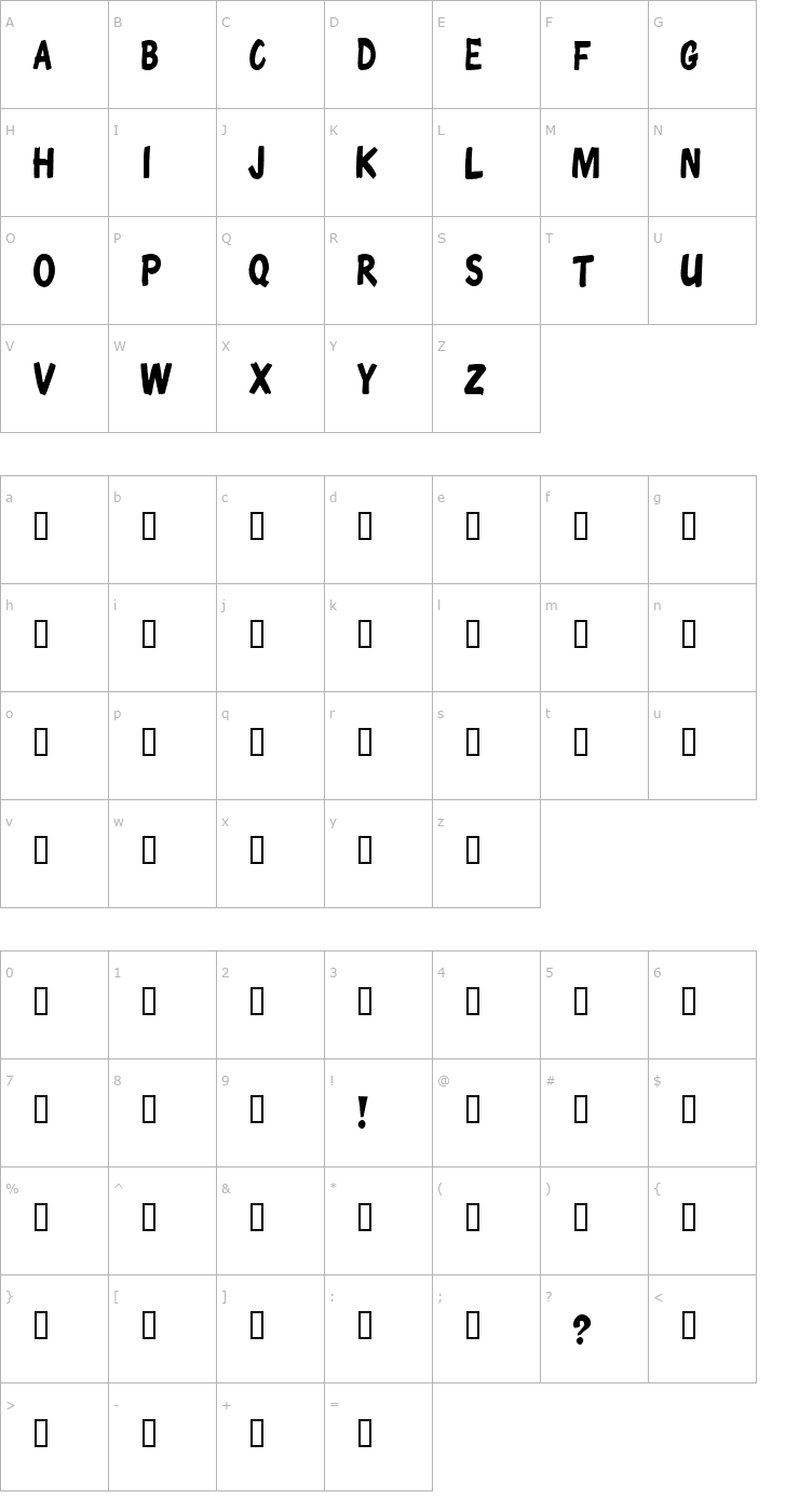 Character Map Chunky Comix Font