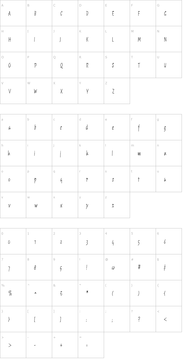 Character Map ChunkyMonkeyCondensed Plain Font