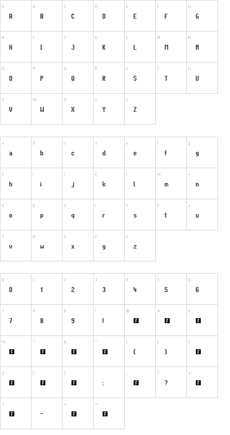 Character Map Citaro Voor (Dubbele hoogte, breed) Font