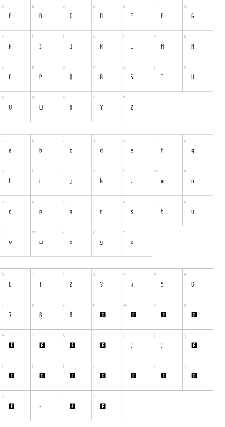 Character Map Citaro Voor (dubbele hoogte, midden/dubbel) Font