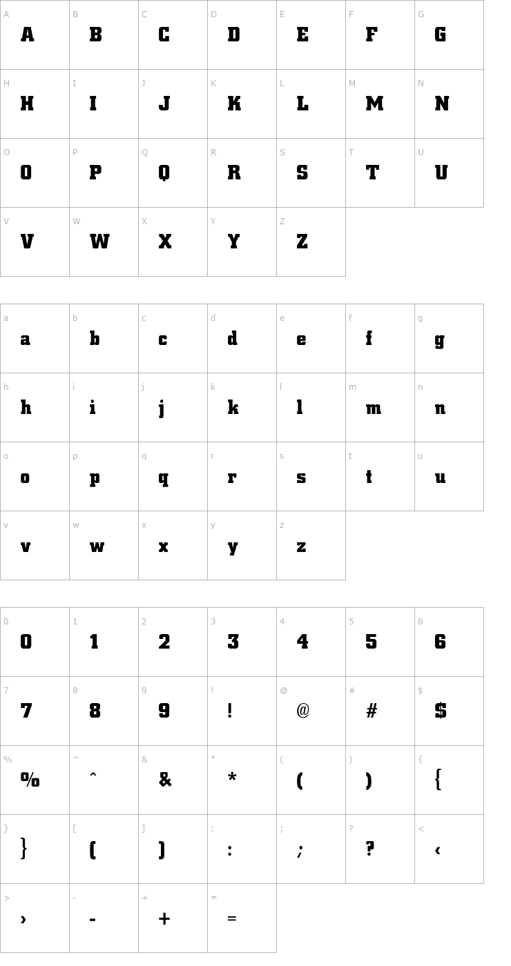 Character Map City-Bold-Bold Font