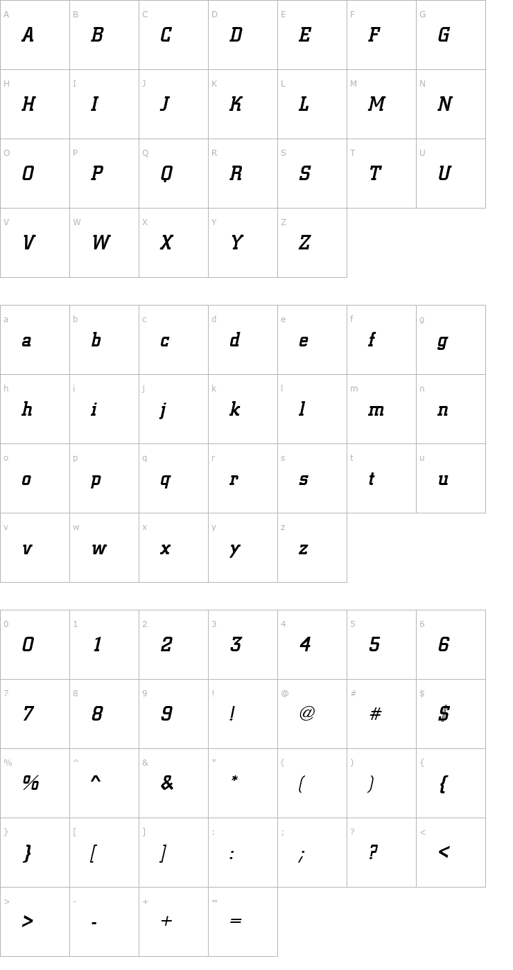 Character Map City Bold Italic Font