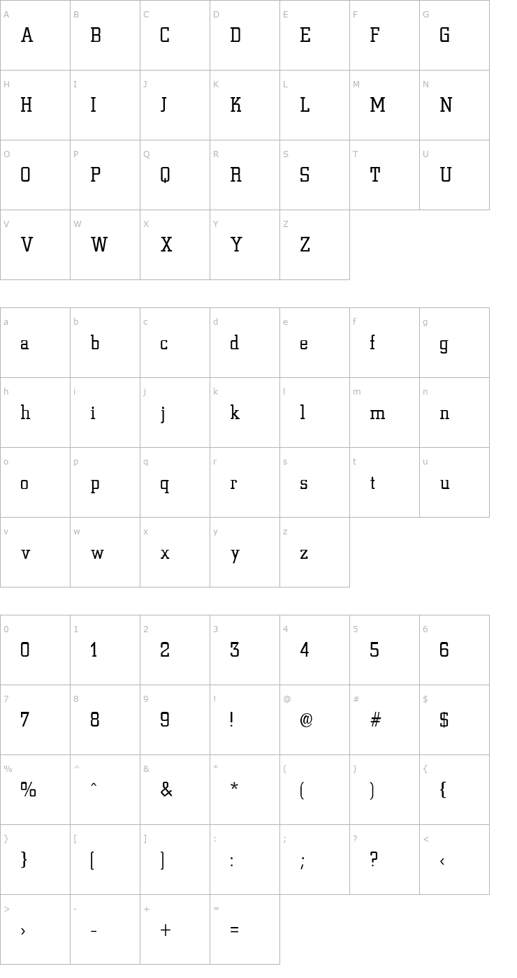 Character Map City-Light-Light Font