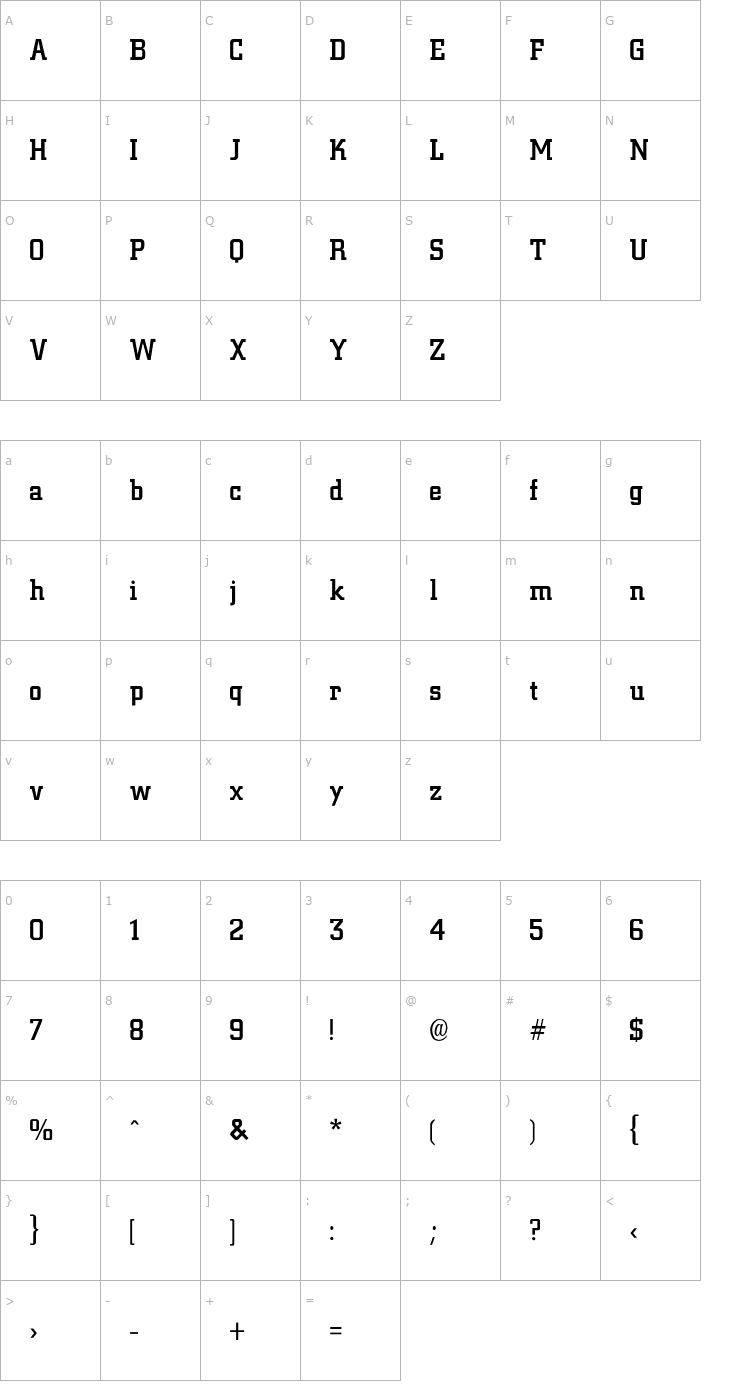 Character Map City-Medium-Medium Font