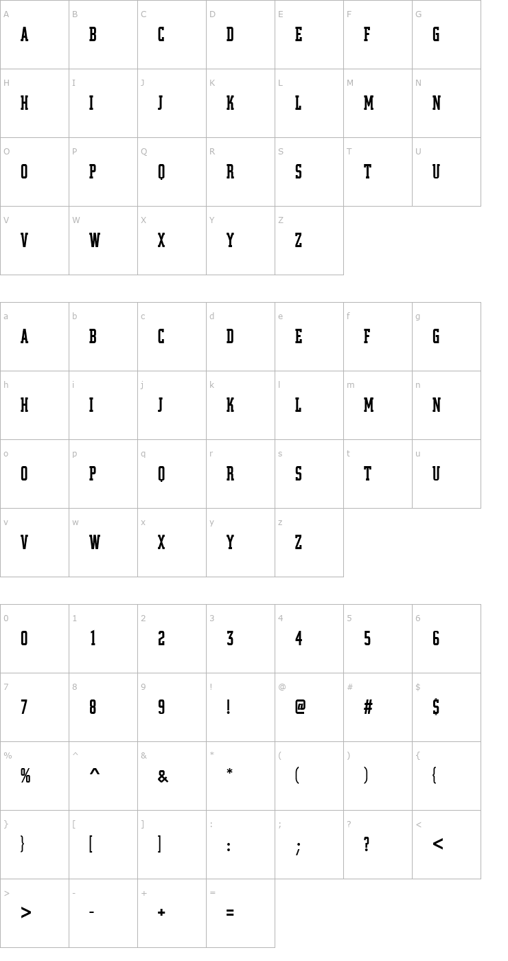 Character Map CityComDMed Font