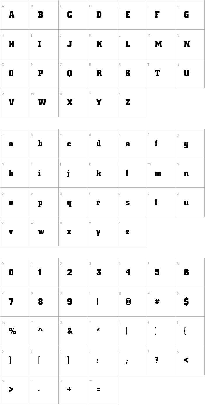 Character Map CityDBol Font