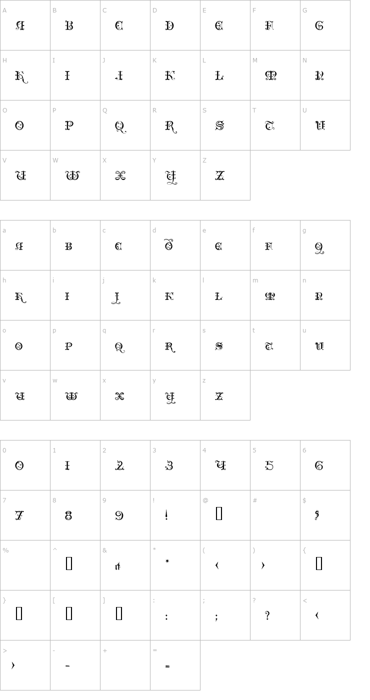 Character Map Clairveaux Font