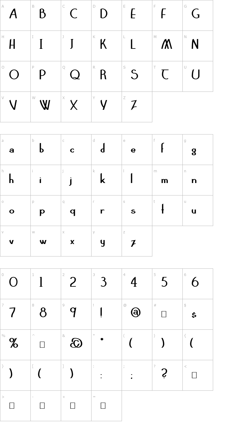 Character Map Claritty_Bold Font