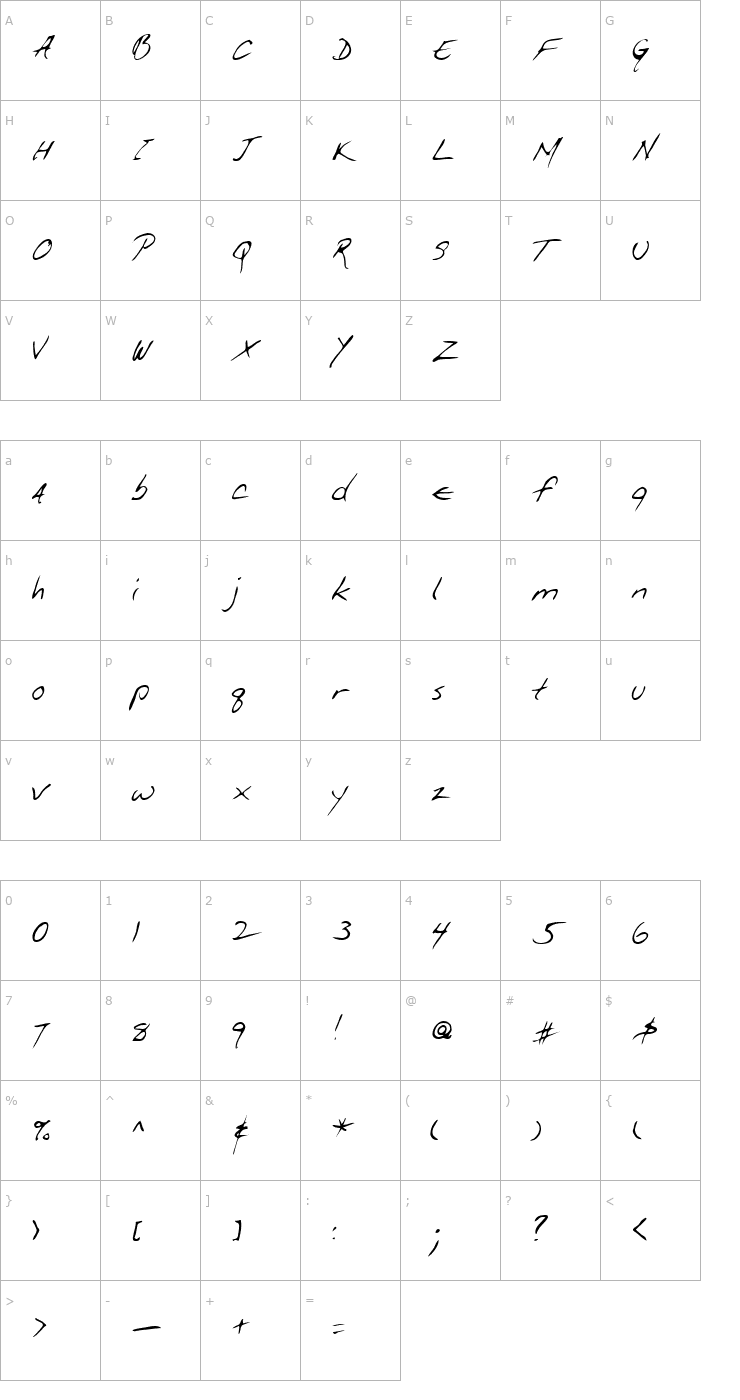 Character Map Clarxn Regular Font