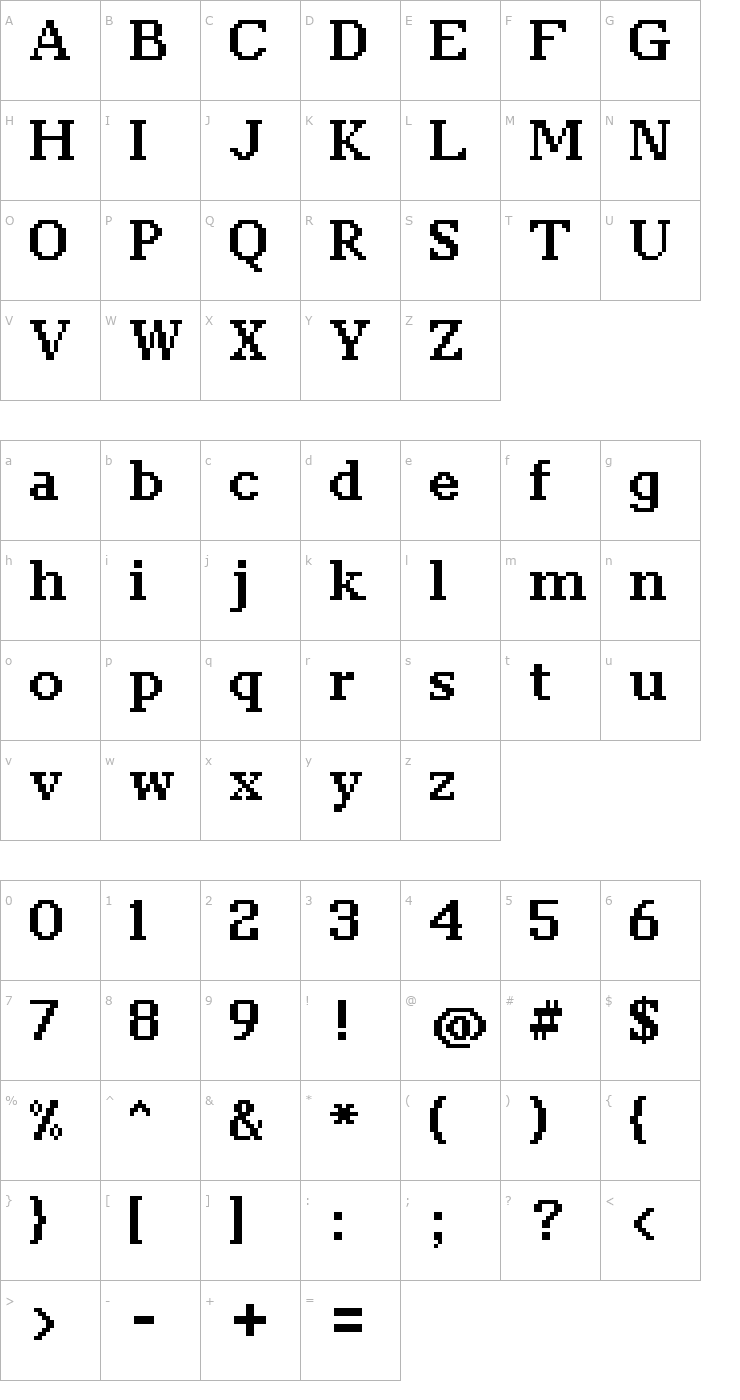 Character Map classic 10_65 Font