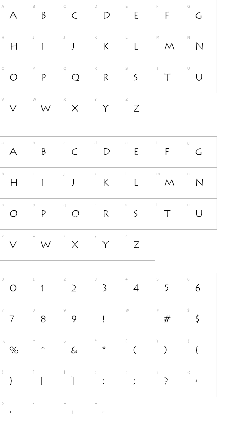 Character Map Classica Font