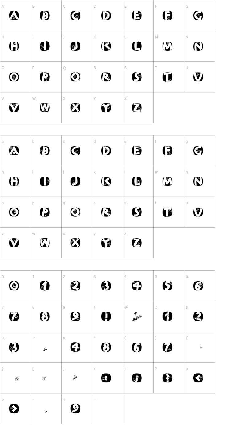 Character Map ClassiCapsXmas2002-Inverted Font