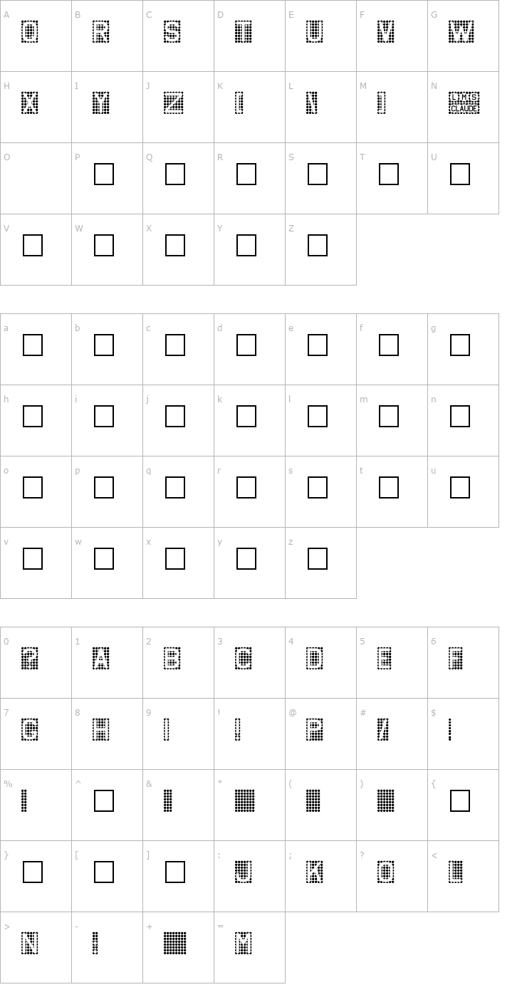 Character Map Claude Font