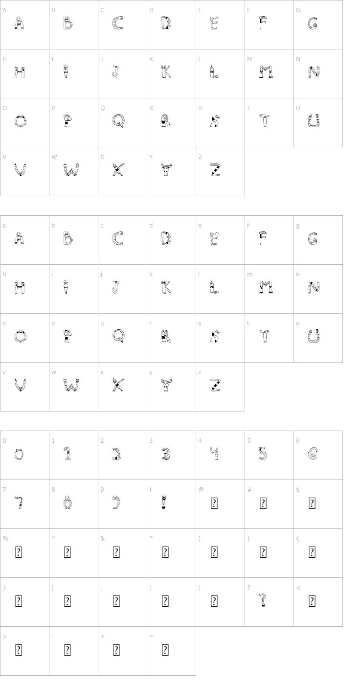 Character Map Clink Clank Font