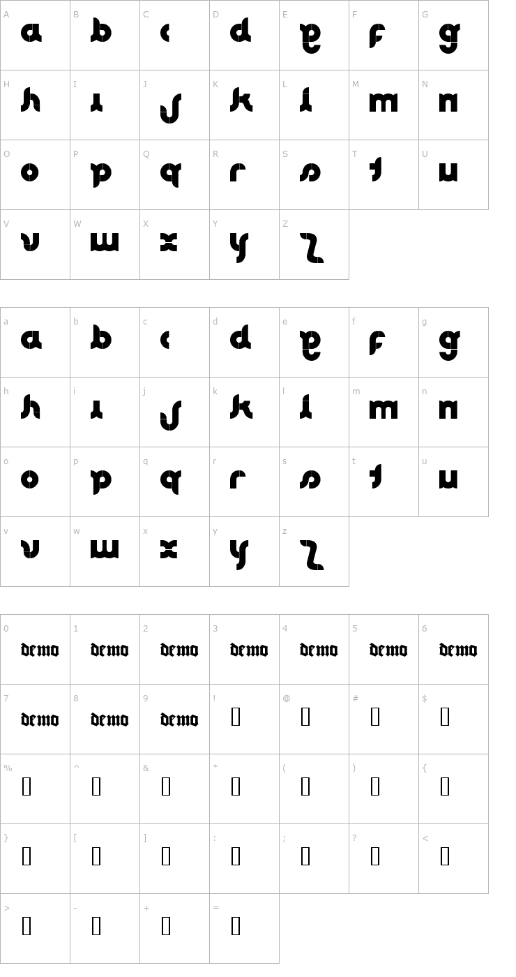 Character Map Club Font