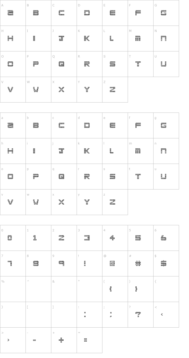 Character Map Clubland Font