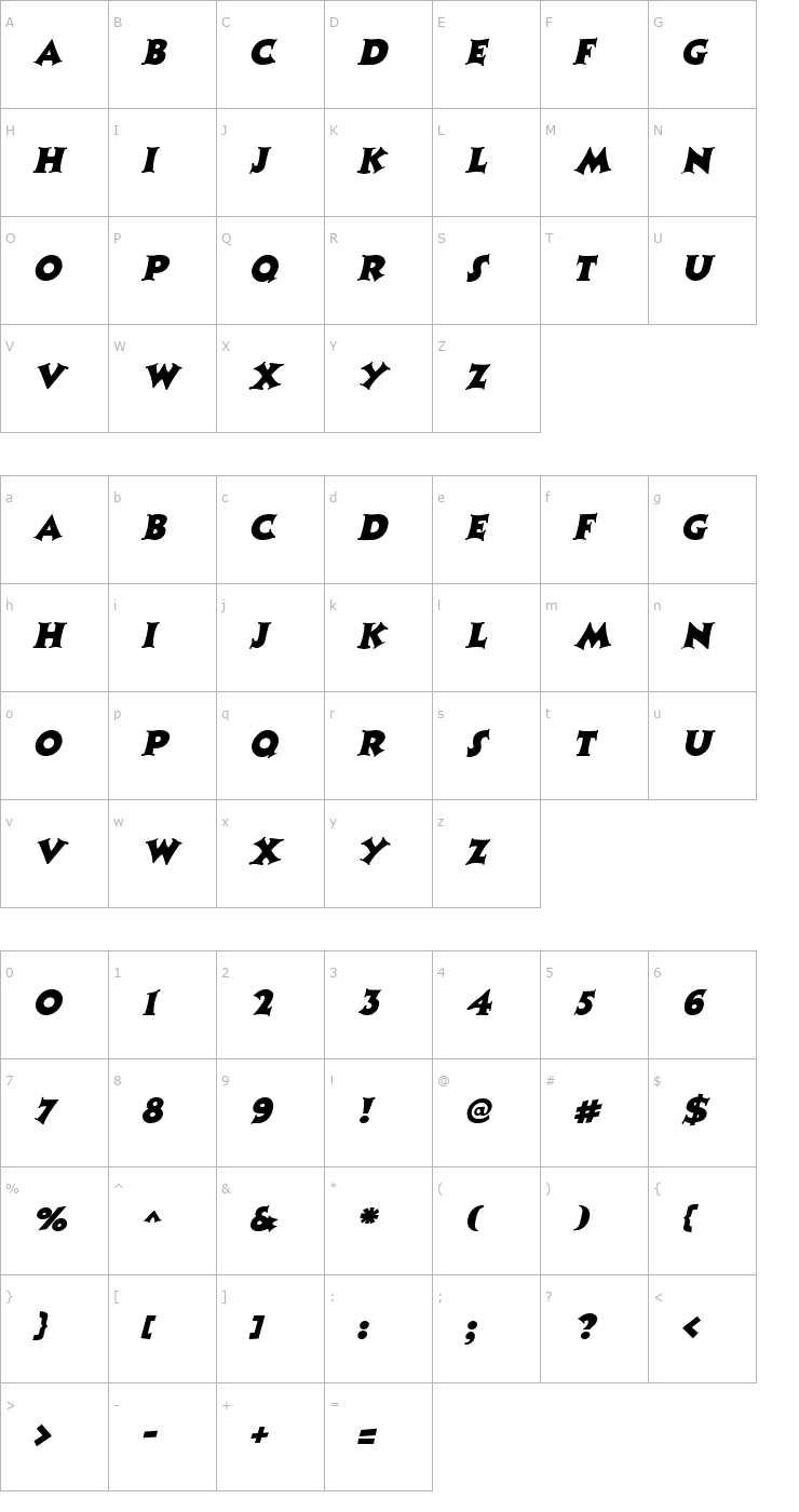 Character Map Coaster Italic Font