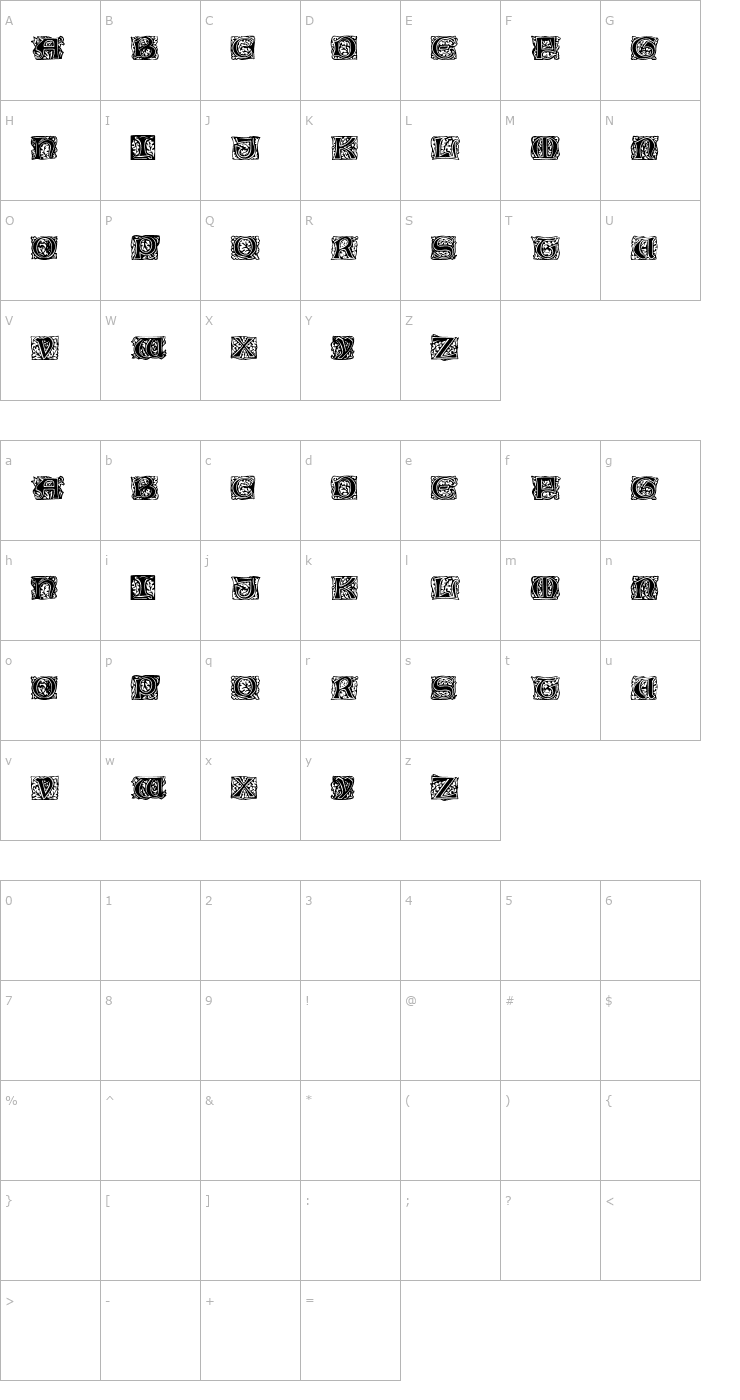 Character Map CobleighTitlingCaps Font