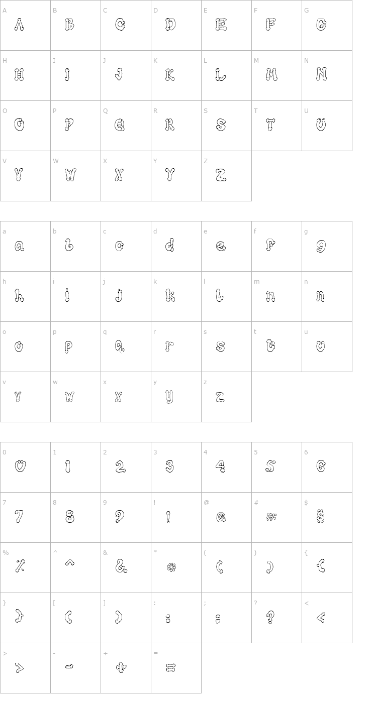 Character Map Cocksure Font