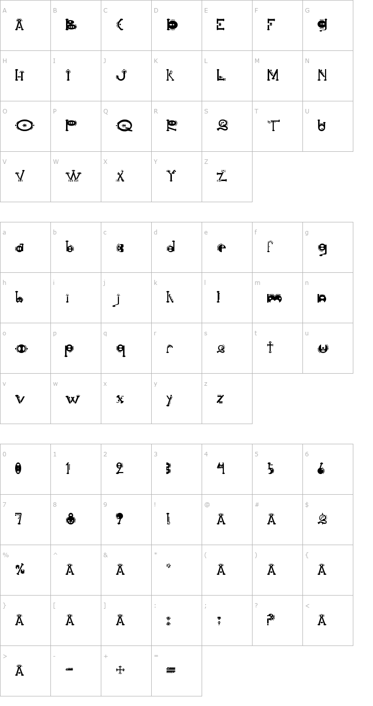 Character Map Cocoon Font