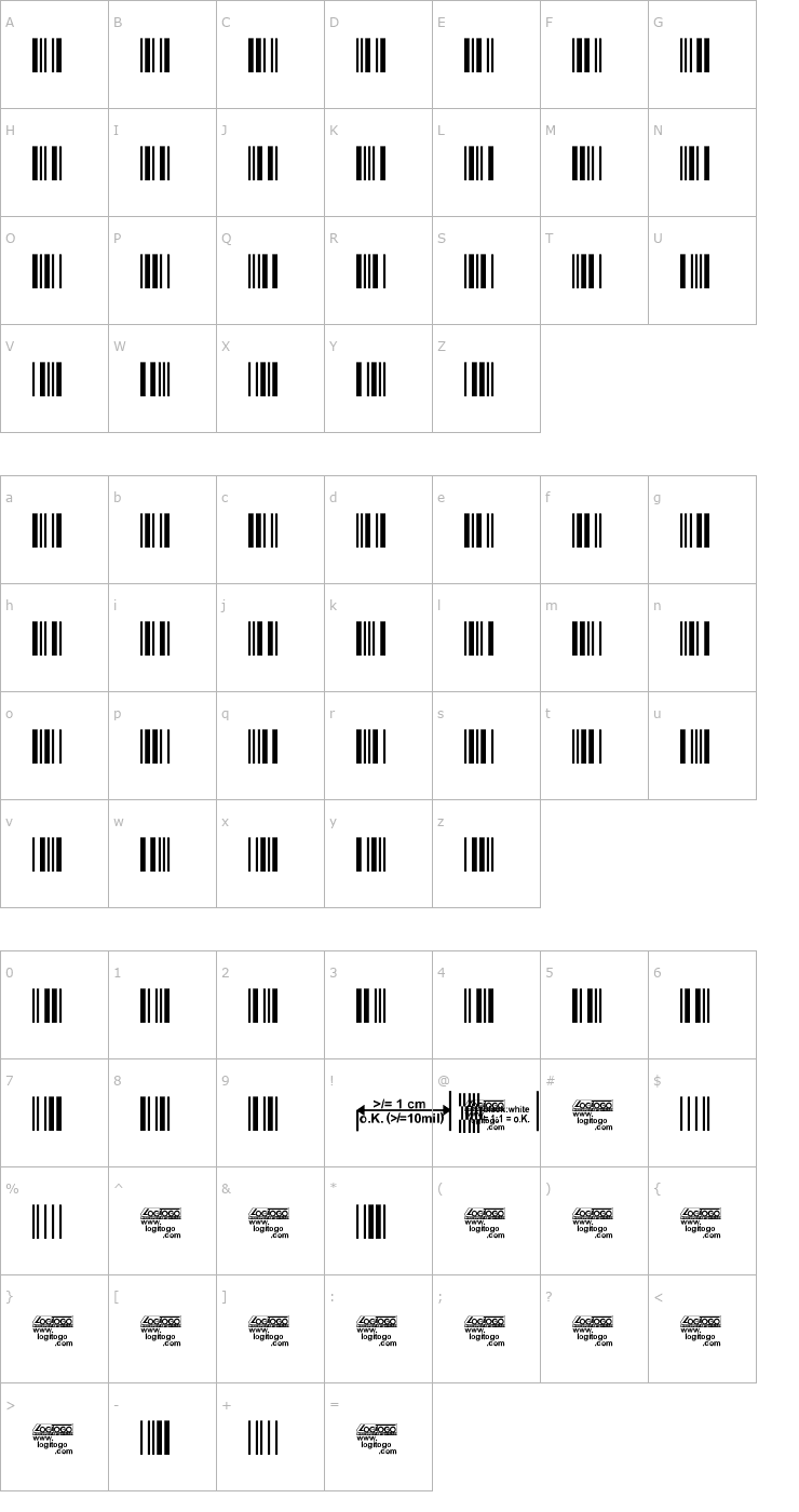 Character Map Code-39-Logitogo Font