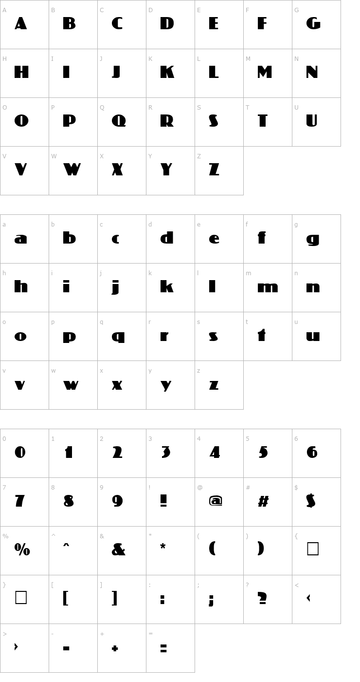 Character Map Coliseum Normal Font