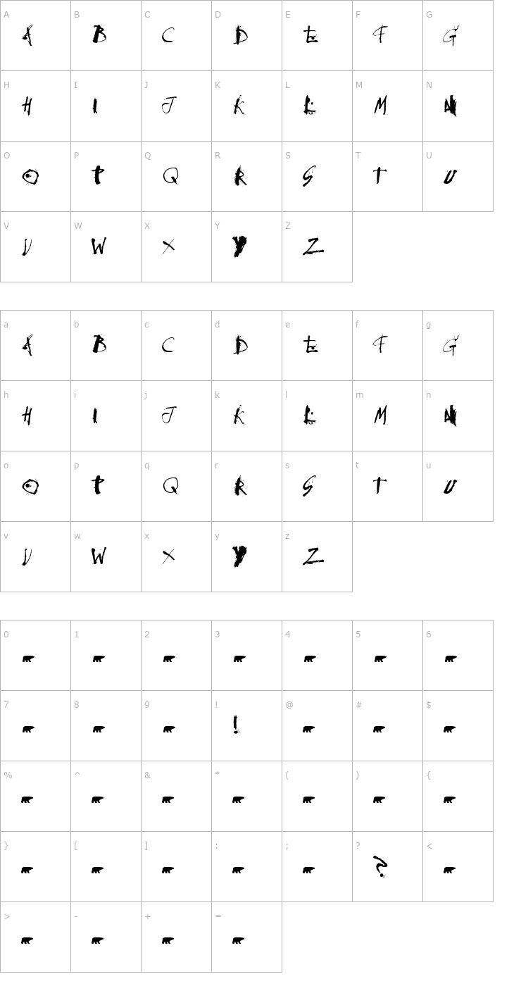 Character Map CollateralDamage Font