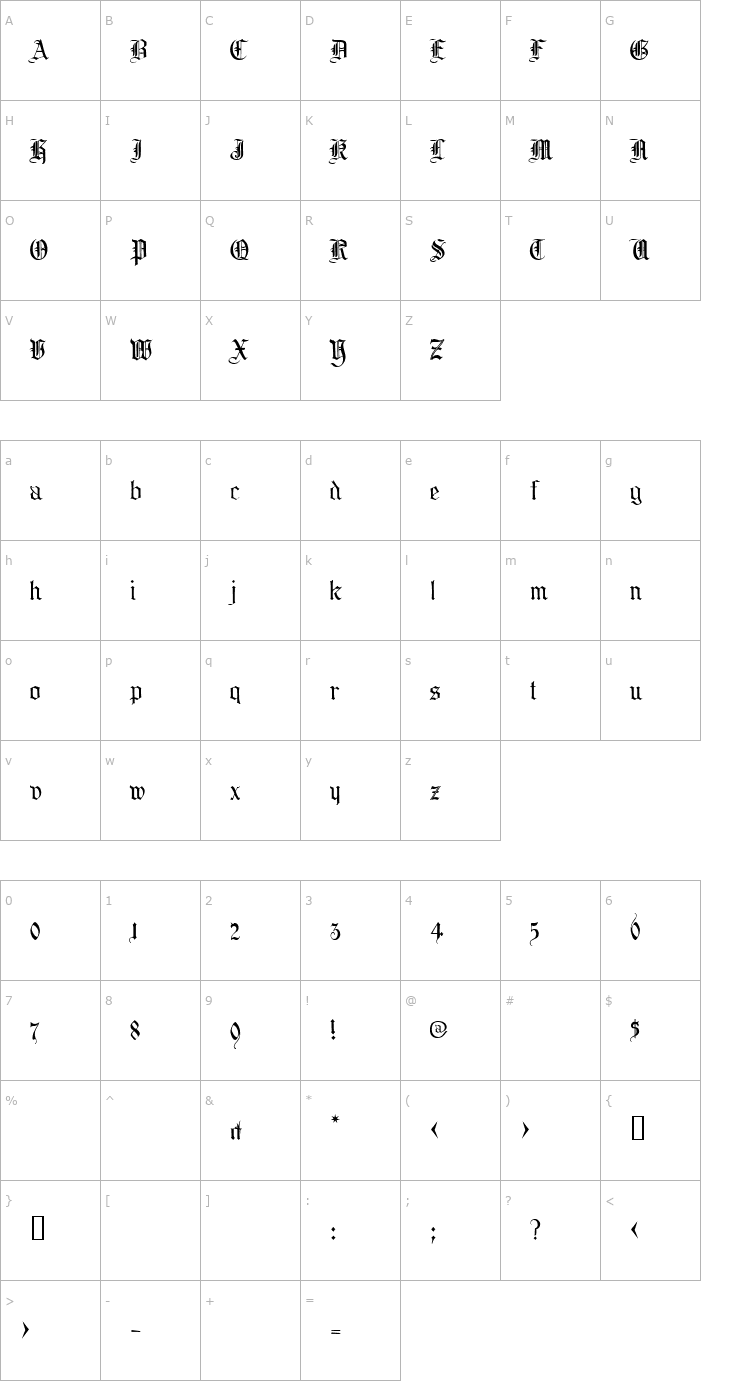 Character Map Collins Old English Font