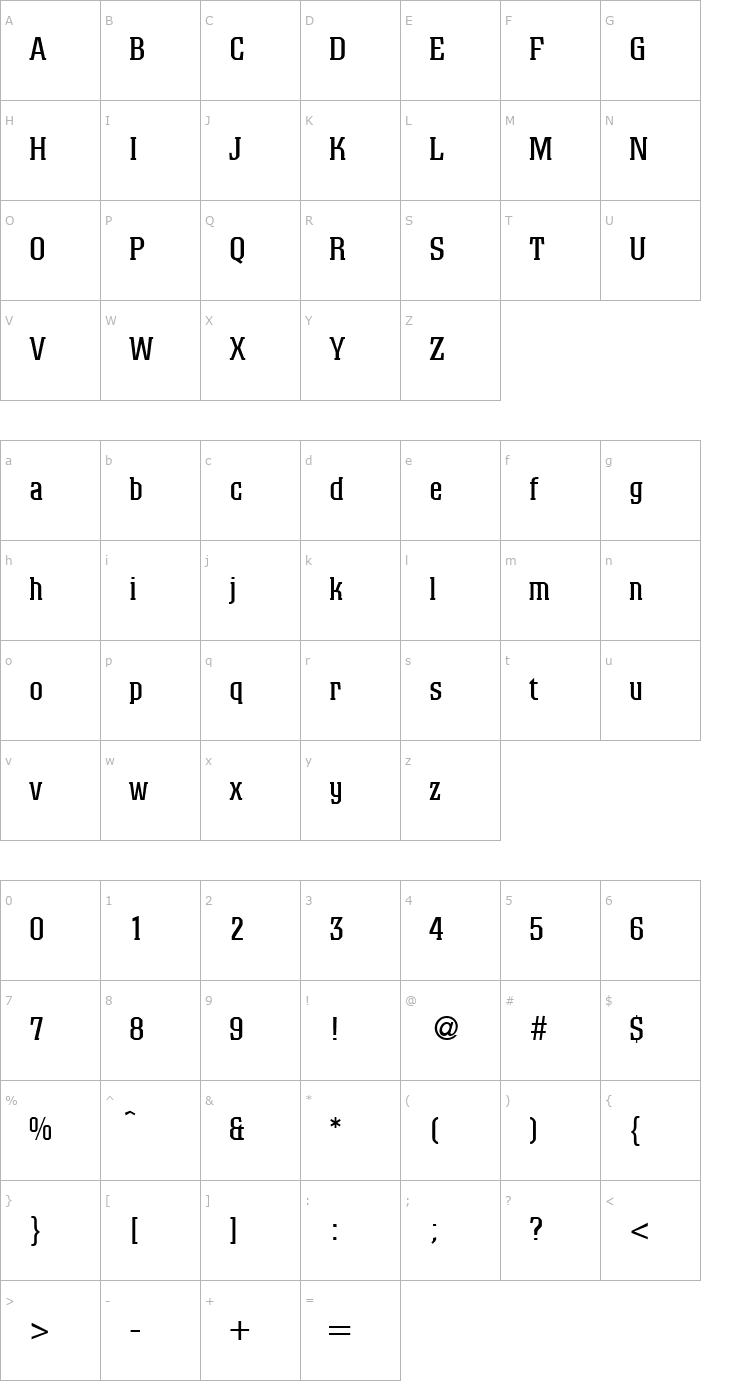 Character Map Colorado-Regular Font