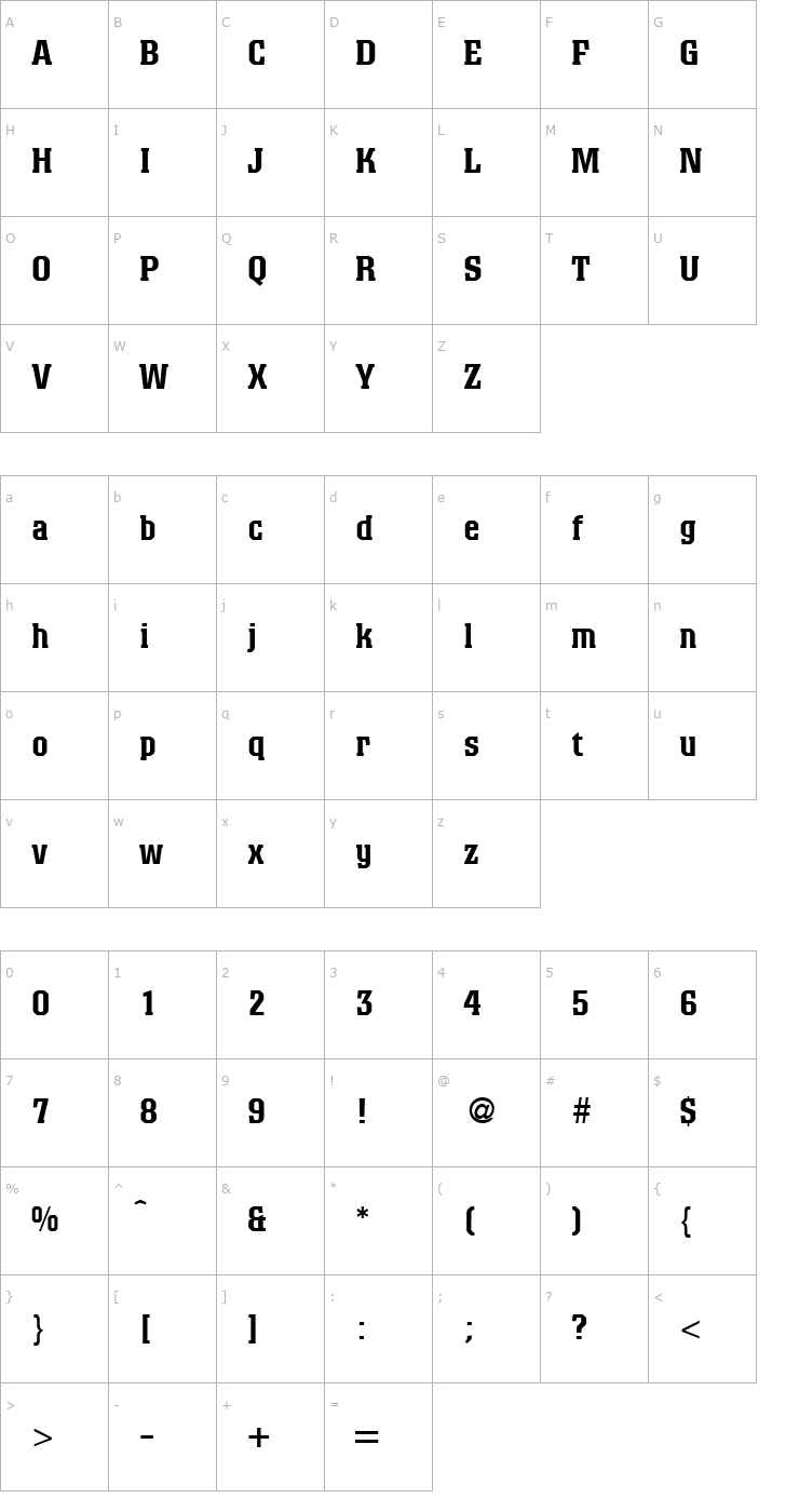 Character Map ColoradoMedium-Regular Font