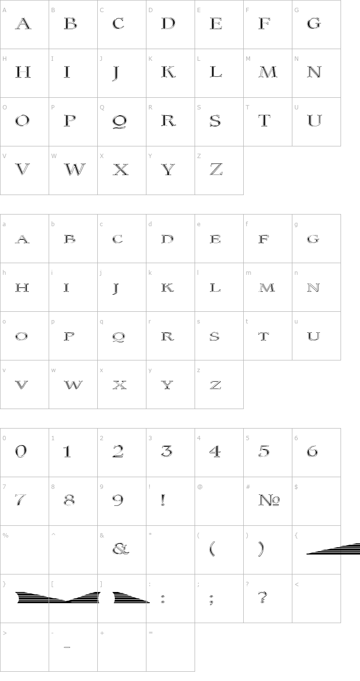 Character Map Coltaine No 1 Font