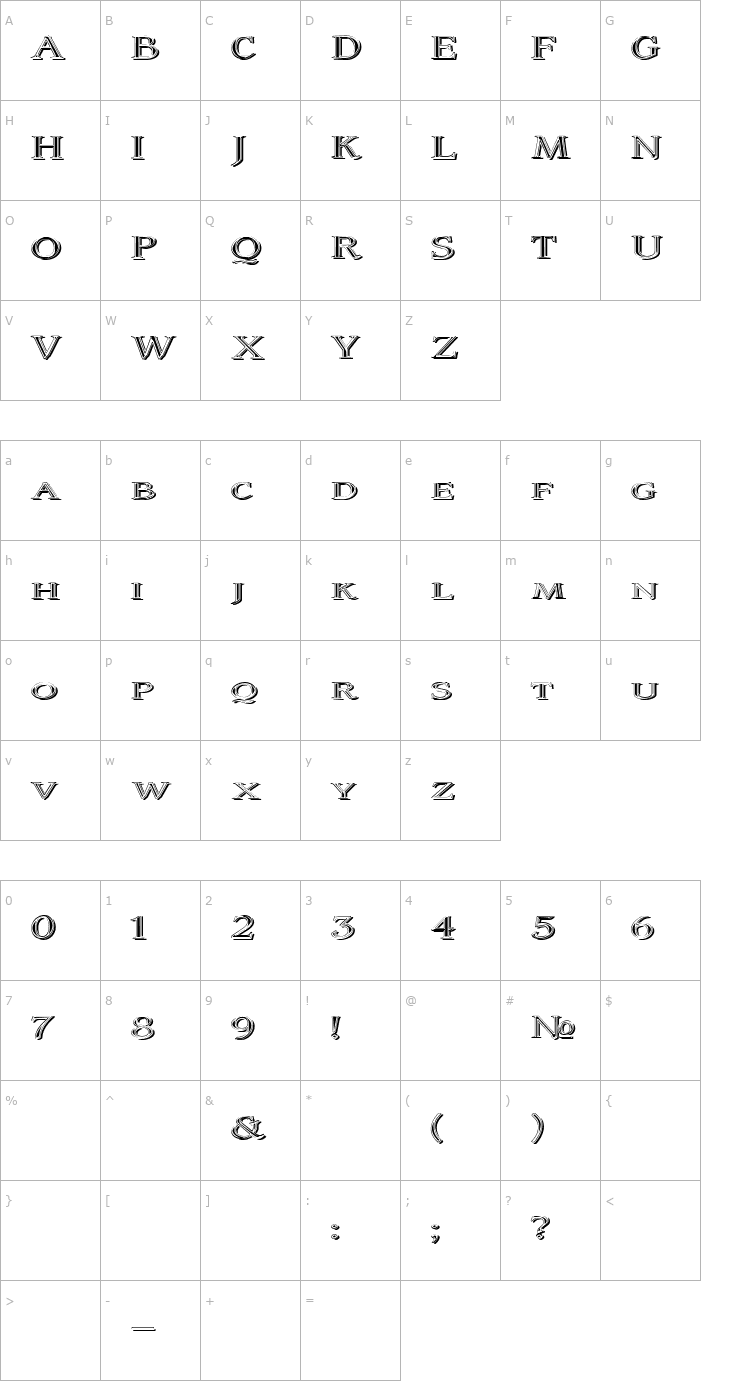 Character Map Coltaine No 2 Font