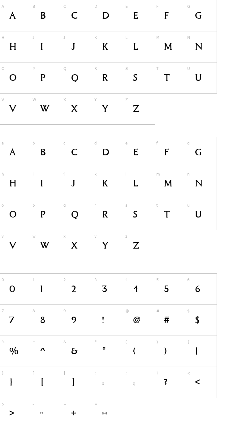 Character Map ColumnaSolD Font