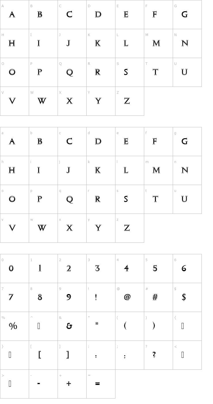 Character Map ColumnaSolDIn1 Font