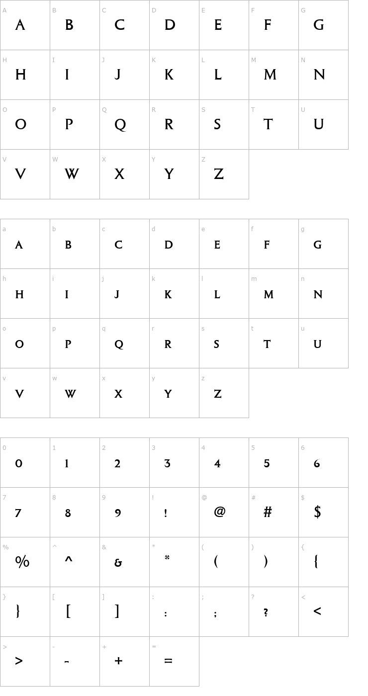 Character Map ColumnaSolSCD Font