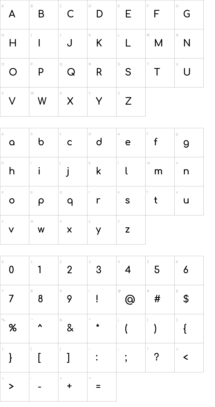 Character Map Comfortaa Bold Font