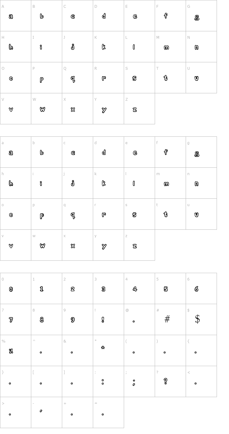 Character Map Comic Andy Font