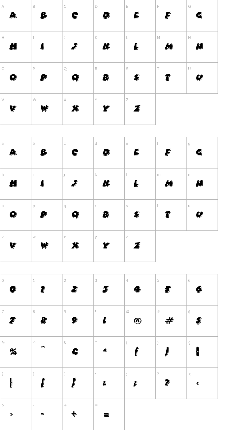 Character Map Comic Strip Font