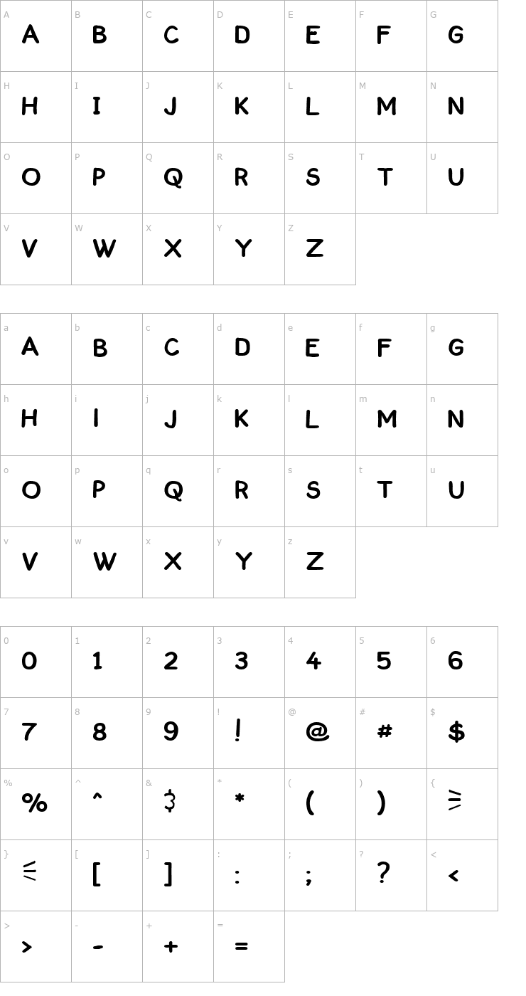 Character Map ComickBook Caps Font