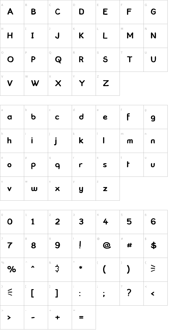 Character Map ComickBook Simple Font