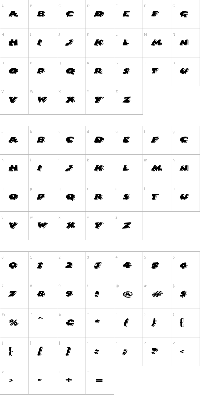 Character Map ComicStripExtended Font