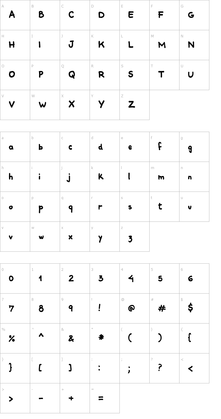 Character Map Comiquita Sans Font