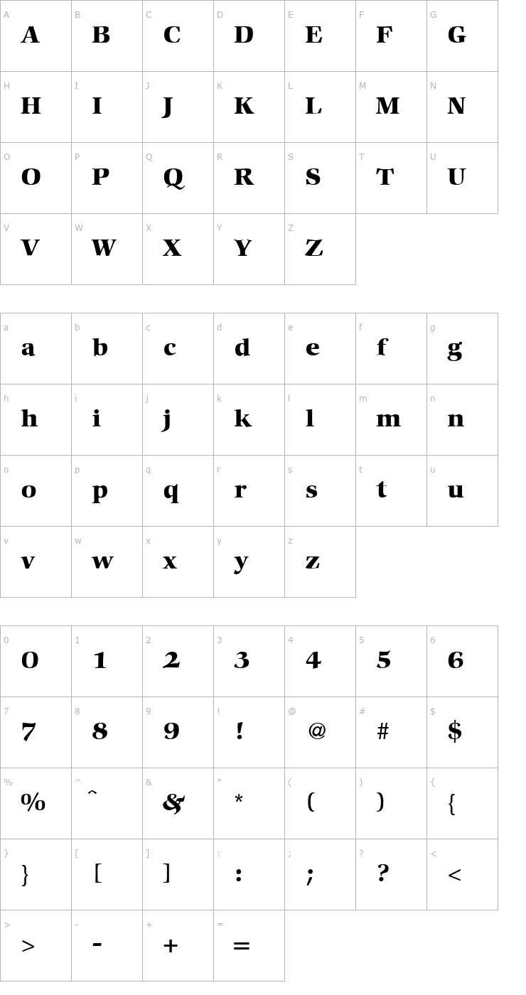 Character Map Commencement-Bold Font