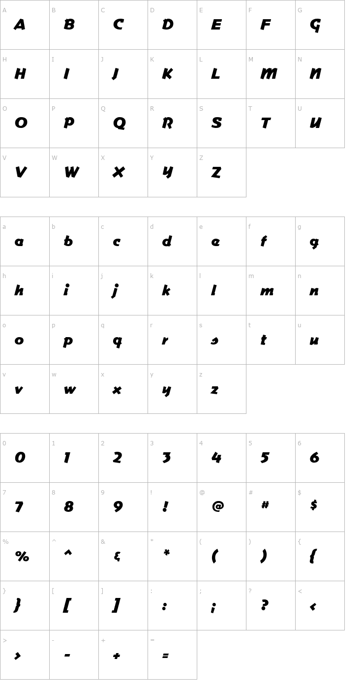 Character Map Commerce Fat Font