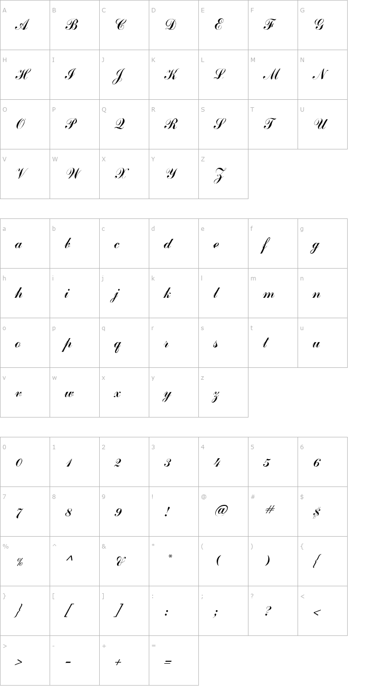 Character Map CommScriptTT Font